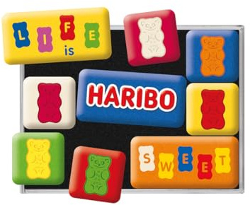 Nostalgic-Art Retro Kühlschrank-Magnete, 9 Stück, HARIBO – Life is Sweet – Geschenk-Idee für Naschkatzen, Original Lizenzprodukt (OLP), Magnetset für Magnettafel, Vintage Design | Original Lizenzprodukt (OLP), Magnetset für Magnettafel, Vintage Design, Geschenk-Idee für Naschkatzen