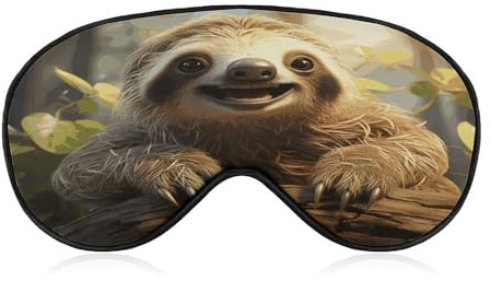 Schlafmaske mit Cartoon-Faultier, lichtblockierende Schlafaugenmaske mit Cartoon-Faultier, Augenabdeckung mit verstellbarem Riemen, Augenschutz für den Schlaf