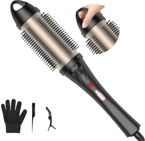 UMIGA 45mm Thermal Brush, 3 IN 1 Lockenbürste Große Wärmebürste, Keramik-Turmalin Hot Brush Rundbürste，Heiße Bürste Erzeugt Wurzelvolumen und lose Locken, Dual-Spannung passend für Reise