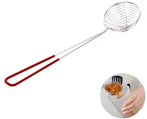 Stainless Steel Wire Skimmer Spoon-Strainer Spider Skimmer Spoons for Kitchen, Kitchen Mesh Spoon with Long Handle for Cooking Non-Stick Mesh Skimmers Spoons (S)