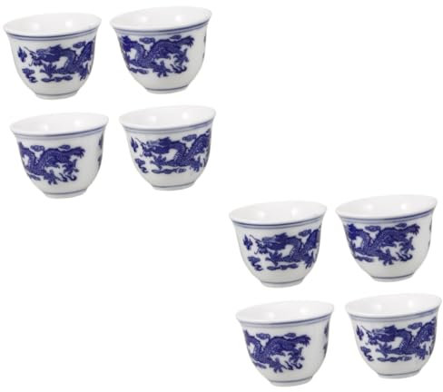 IMIKEYA 8pezzi Tazza Da Tè Vintage Porcellana Blu e Bianca Di Piccoli Bicchieri Tradizionali Cinesi Per Tè Vino e Bevande Perfetta Per Uso Domestico e Ufficio