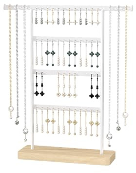 Justsoso Porte-boucles d'oreilles, support à boucles d'oreilles, support d'exposition en métal pour boucles d'oreilles, porte-colliers-bracelets, boucles d'oreilles, bijoux, organiseur, support pour