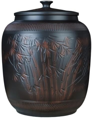 Rice Container Chinese Rice Bucket Ceramic Food Dispensers 15KG 25KG Sealed Rice Storage Box Decorative Jar for Cereal Flour Sugar Coffee Rice(15KG)