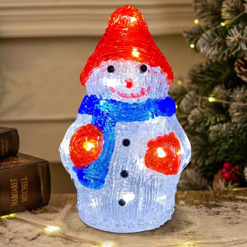 Rentier Beleuchtet Aussen, LED Acryl Figur Hirsch 27cm Außen Innen IP44 LED Weihnachtsdeko Beleuchtet Deko Weihnachtsfiguren Rentier Weihnachtsbeleuchtung Kaltweiß Rentier Figur Weihnachten Deko (A)