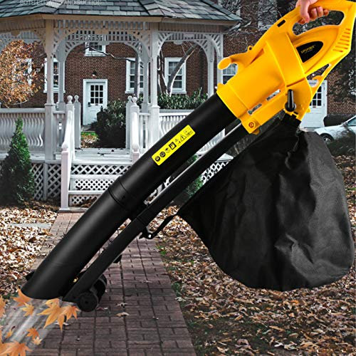 Soplador de hojas eléctrico de 3000 W, aspiradora y trituradora, soplador de setos de hierba de hojas de jardín con bolsa de gran capacidad de 6 velocidades/35 L, relación 10:1 para eliminación de ni