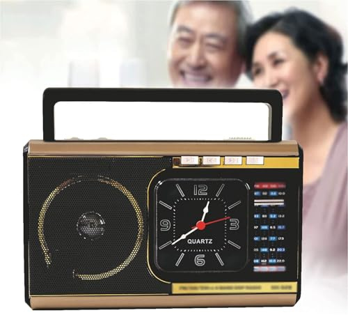 OZTYSGXM Lecteur de Cassettes Vintage - Lecteur de Cassettes RéTro Boombox avec Antenne RéTractable, Radio Am/FM Portable Style Classique AnnéEs 80, Prend Charge L'EntréE SD/USB,Gold
