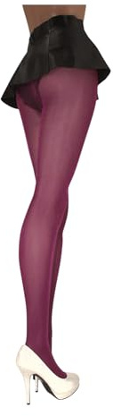 JUST BEAUTY TOUCH Sheer Sparkly Tights, 20 Denier Glossy High-Waist Pantyhose Shiny & Silky in Vibrant Colours (L, Burgundy)