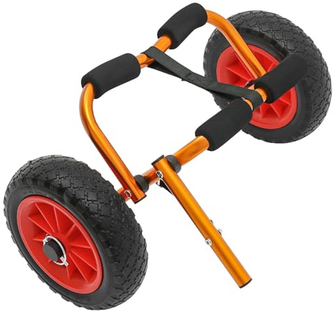 DAOHHFO Faltbarer Kajakwagen bis 80 kg, Kanuwagen klappbar mit Vollgummireifen, Aluminium Transportwagen Bootswagen mit Langer Riemen, Bootstrailer Trolley für Surfbrett Board Schlauchboot