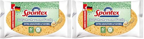 Spontex Tuchschwamm Classic, super saugstarke Tuchschwämme, universell einsetzbar (1 x 6er Pack)