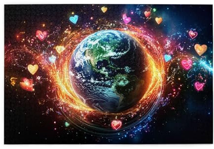 Liorosa Symphony Of Spheres 1000 Pieces Of Adult Wooden Puzzle,Earth Surrounded By Floating Love Notes,Ideal For Party Game Nights,Brainstorming For Stress Relief,Vibrant Design