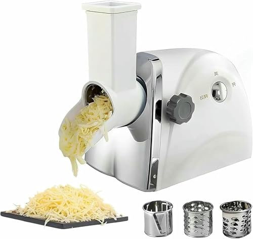 300W Electric Cheese Shredder Machine, Commercial Cheese Grater, Three Standard Cutters 2.5/5/7mm, 1 Min/180 Pieces, Easy to Assemble and Clean for Kitchen Or Commercial