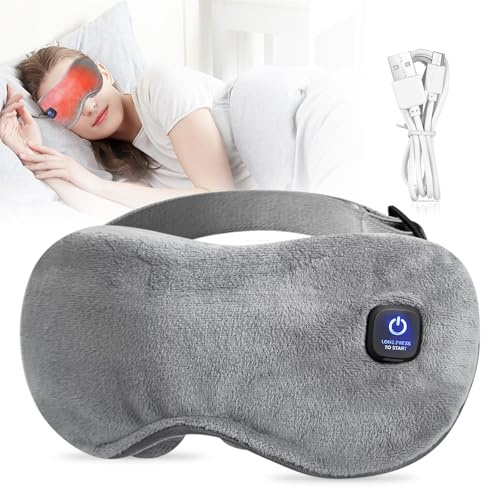 Beheizte Augenmaske, 3 Wärmestufen Wärmende Augenmaske, Kabellose Beheizte Maske, Wärmebrille Augenmaske Wärmend mit Timer Wiederaufladbar Abnehmbarer Waschbarer für Reisen Geschenke(Grau)