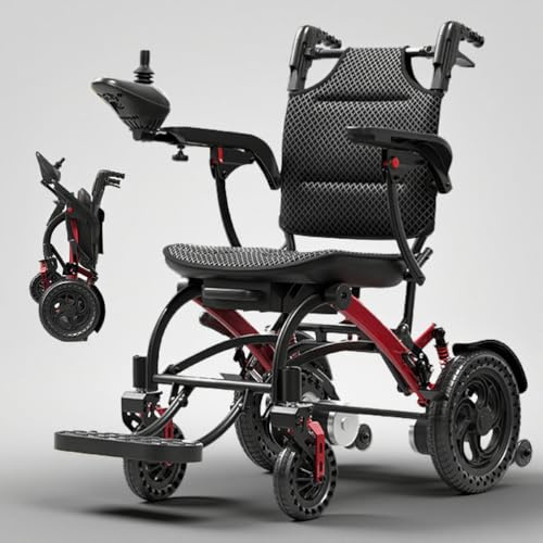 GHBXJX Rollstuhl Elektrisch Faltbar Leicht,10–30 Kilometer Reichweite Bis 150KG, Outdoor Elektrorollstuhl Mit 29CM Stoßdämpfendes Wabenrad Für All Gelände, Leicht Zu Transportieren.,6A