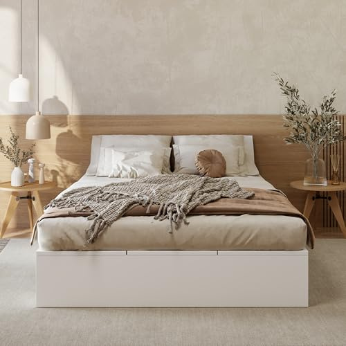 Doppelbett 140x200 cm mit Schubladen Stauraumbett für Erwachsene Jugendliche Palettenbett Massivholz Lattenrost Gästebett Ohne Matratze Holzfarbe