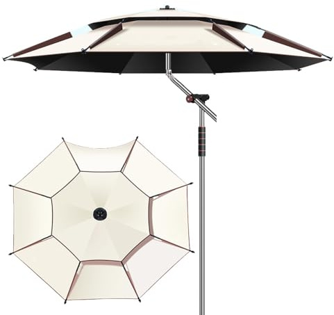 Parasol de plage de 2,2 m, pare-soleil de pêche, coupe-vent, protection UV, ancre de sable, auvent de plage léger, portable, couleur beige