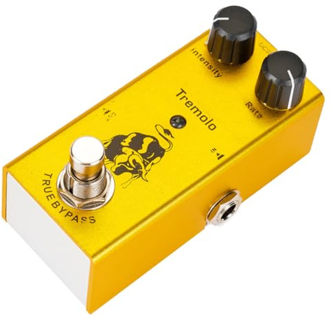 Healifty Pedale Tremolo e Minima Perdita di Tono per Chitarra True Bypass Effetto Tremolo Classico Circuito a Tubo Fotoelettrico in Lega, Design Unico per Chitarra Elettrica
