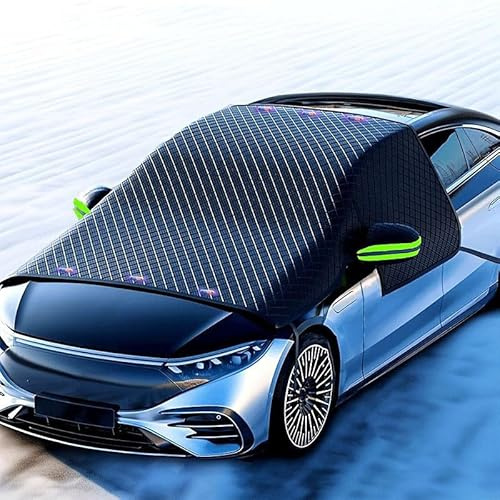 Xibany Frontscheibenabdeckung Auto für Ford S-MAX, Winter Frostabdeckung Sonnenschutz mit Magnet & Riemen, Autoabdeckung für Die Gegen, Schnee, EIS, Frost,A Black