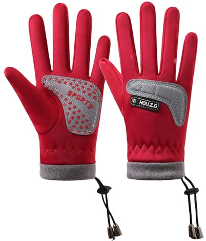 Guantes Niño 2 Años, de Invierno para Niños Pequeños Niños Y Niñas Y Cálidos con Forro de Lana de Punto Térmicos para Niños con Dedos Completos (Red M)