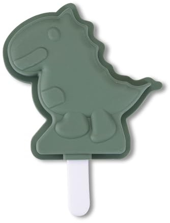 Fackelmann Stieleisform Dinosaurier aus Silikon, graugrün, 11x15x2 cm, wiederverwendbar und spülmaschinengeeignet, Grün