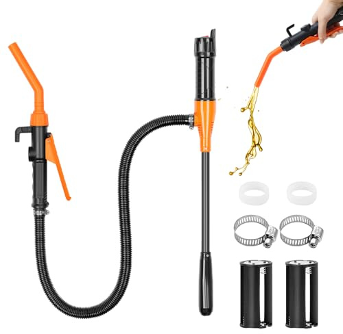 ADDLIVE Benzin Pumpe Elektrisch, Elektrische Transferpumpe, Benzinpumpe für Kanister, Tragbare Kanister Pumpe für Auto Motorrad zum Benzin Diesel Kraftstoffe (Ohne Akku), Orange