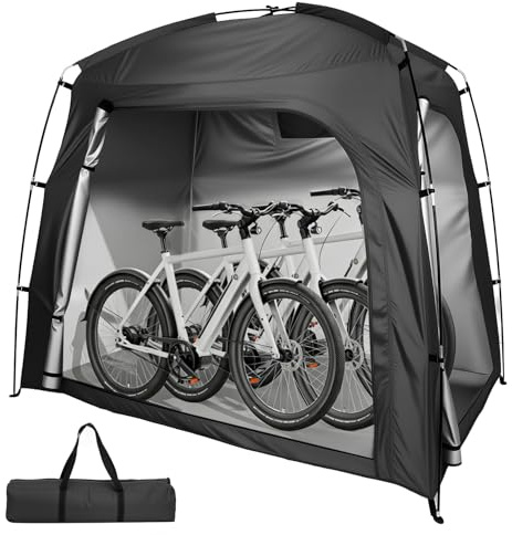 Fahrradabdeckung für den Außenbereich für 1–3 Fahrräder, 200x120x165 cm, wasserdichte Fahrradgarage für die Lagerung, Fahrradschuppen mit Belüftungsfenster, Fahrradzelt, Fahrradunterstan (Schwarz)