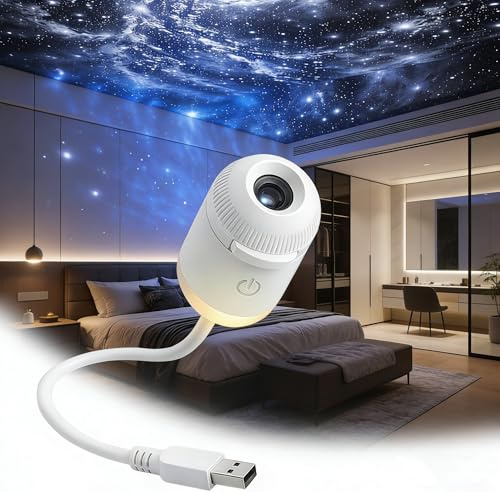 2-in-1 Galaxy Projector Night Light,USB Galaxy Projector with 24 Sliding Projection Films,360° Adjustable 2-in-1 Night Light + Galaxy Projector,Starry Night Light Projector for Car,Bedroom Decor