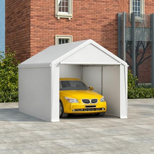 TATIVALO Lagerzelt Garagenzelt 3x4 m, Wetterfester Unterstand & Werkzeugunterstand | Robuste Zeltgarage mit stabilem Stahlrahmen & wasserdach aus 200g/m² PE | mobiler Lagerraum, Weiß
