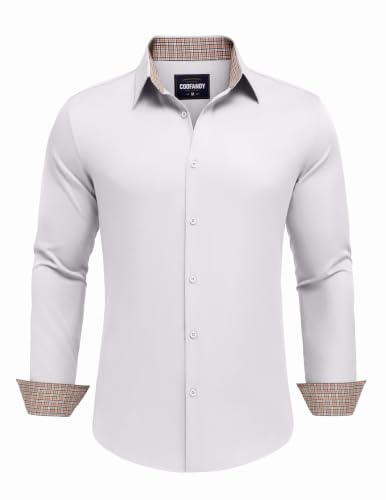 COOFANDY Mens Dress Shirts Long Sleeve Regular Fit Non Iron Formal Shirt | 4-Way Stretch | Business | Weddings | Casual