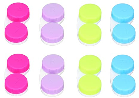 YWBL-WH Estuches para Lentes de Contacto, 16 Uds. con Marcadores L R y Tapas Coloridas para Almacenamiento de Viaje, Juego de Contenedores de Lentes de Contacto de Plástico a Prueba de