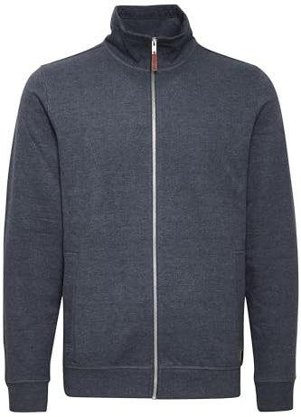 Blend BHAlio herr sweatjacka cardigan tröja med dragkedja ståkrage ribbad bomullsblandning normal passform, Marin (70230), M
