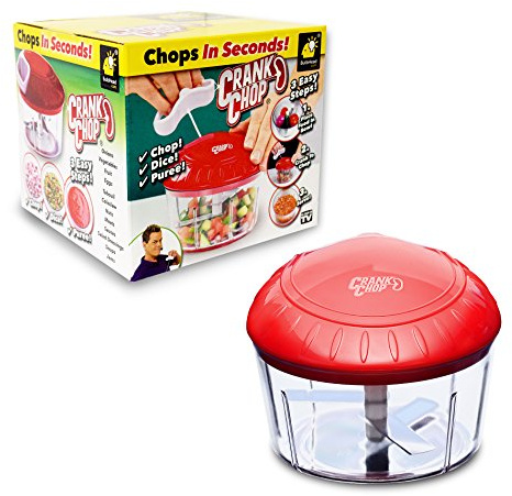 Crank Chop Food Chopper and Processor Deluxe with Japanese Blades - Chop Dice Puree Vegetables Onions Tomatoes Garlic Meats and Nuts in Just Seconds for Delicious Meals - Perfect for Homemade Salsa