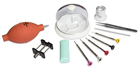 BERGEON Base Kit No 1 – Nützliches, erstklassiges Sortiment für UHRMACHER – Ausgewählte Spezialwerkzeuge – Inklusive Lupe – ‚Swiss Made‘