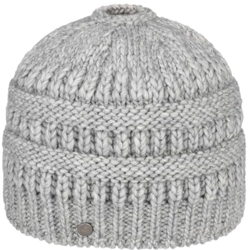 LIERYS Beanie Strickmütze mit Zopfloch Uni einfarbig Made in Germany Damen Herbst Winter