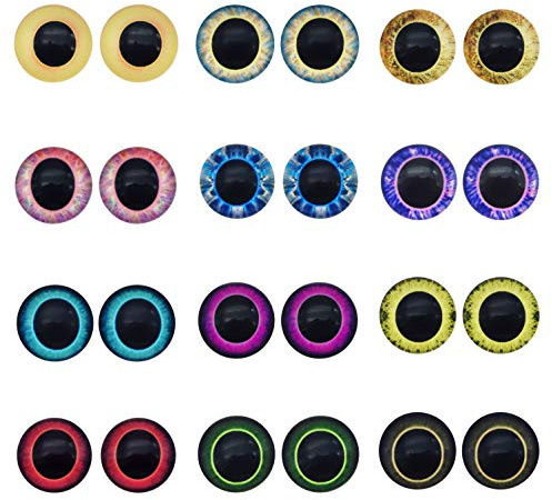 Julie Wang 10 Paar 25mm Eule Vogel Glasaugen für Kunstpuppen Skulpturen Requisiten Masken Fursuits Schmuckherstellung Präparatoren Flatback