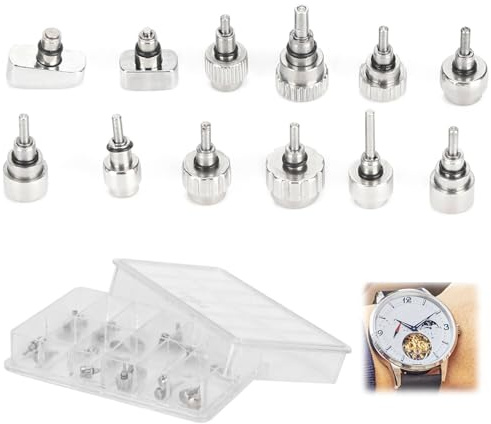 Tissting Boutons-poussoirs pour Montre, 12 Styles, Alliage, boîte de Rangement, Accessoire de réparation de Montre pour horloger