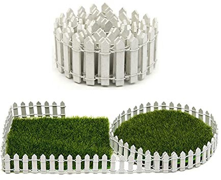 TKSE Miniature Garden Fence, 100 * 5cm White/Coffer Picket Fence Panels Fairy Garden Kit Wood Fence for Micro Landscape Doll House Terrarium DIY Accessories Decor(White)