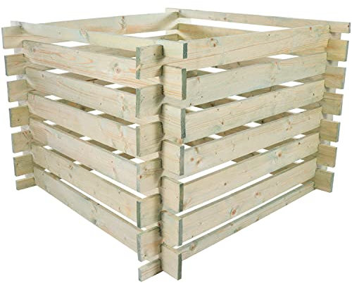 Komposter aus Holz 100x100x70cm, 480l Fassungsvermögen, Stecksystem Bausatz, kesseldruckimprägniert - Steckkomposter, Holzkomposter, ideal für Ihren Garten
