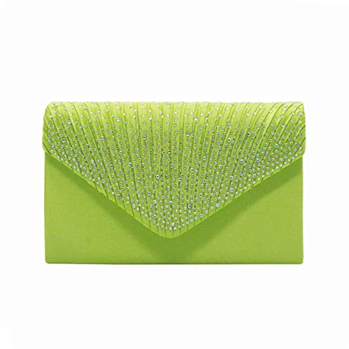 Insun Clutch Eleganti da Cerimonia, Pochette da Donna con Catena Staccabile, Borsa da Sera per Ballo di Fine Anno Festa Verde Limone 21 x 13 x 5 cm
