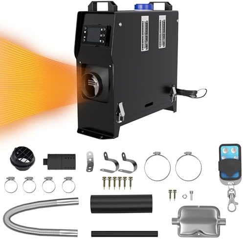 Aufun 8KW Standheizung Diesel, Luft Dieselheizung Auto Heizung Lufterhitzer | 12V Dieselheizung mit Fernbedienung, LCD-Schalter für Auto RV Boote LKW Wohnmobil Bus (Schwarz)