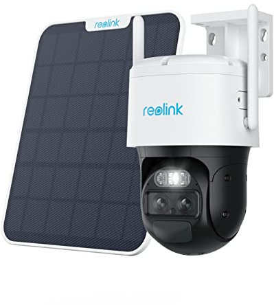 Reolink PTZ Überwachungskamera Aussen Akku mit Auto-Tracking & Auto-Zoom, Dual Lens, 4MP Solar WLAN Kamera Outdoor, 2,4/5GHz WiFi, 30m Farbnachtsicht, KI-Erkennung, 360° View, TrackMix+Solarpanel