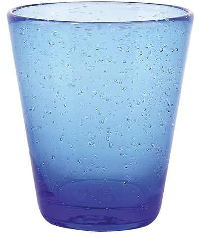 Villa d'Este Home Tivoli Lot de 6 verres à eau bleu nuit 330 ml en pâte de verre soufflé, Cancun Satin