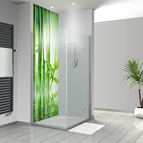 WANDFREUDE individuelle Duschrückwand Aluverbundplatte auf Maß (1 Stück - Bambus - Seidenmatt) – Dusche Wandverkleidung Duschwandverkleidung Duschrückwände