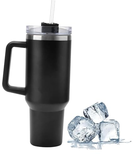 Gobelet Isotherme à Double Paroi en Acier Inoxydable 1200 ml Tasse isotherme Sous vide Bouteille de Voyage en Acier Inoxydable Avec Pailles, Tasse à Café de Voyage Tasse Isotherme pour Bureau