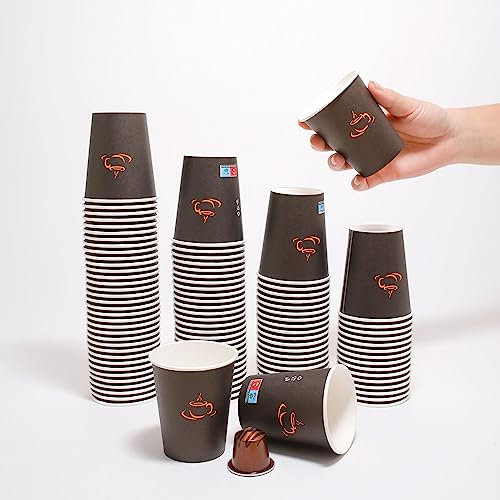 UniR 100 pcs Gobelets Jetables en Papier/Carton 7OZ - 200ML, Gobelet pour Café - Thé - Boissons chaudes et froides - Eau - Fabriqués en France (Marron)