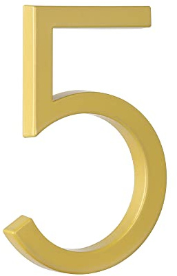 HASWARE 5 Floating House Number for Outside, Zinc Alloy Modern Outdoor Address Sign for Yard Street and Mailbox, Address Numbers and Letters for House (5, Golden)