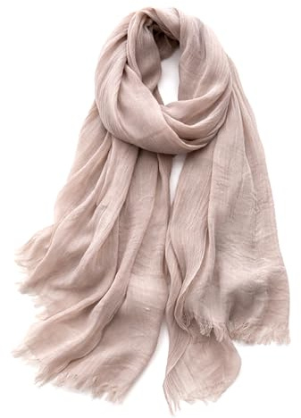 KARMA.DIEM Sciarpa Donna Leggera Estiva Elegante – Foulard Morbido Effetto Seta 100% Poliestere – 180x65 cm – Fluida, Lucente e Raffinata – Accessorio Moda Primavera Estate (Beige/Marrone)