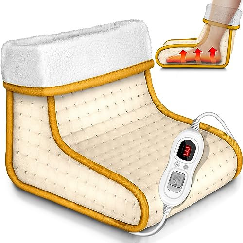 sinnlein Calientapiés Bota Calefactora con 6 Niveles de Temperatura | Calefacción Eléctrica para Pies | Calienta Pies con Desconexión Automática | Protección contra Sobrecalentamiento (Beige)