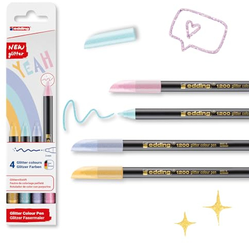 edding 1200 Glitter Colour Pen ​- Set of 4 Assorted Pastel