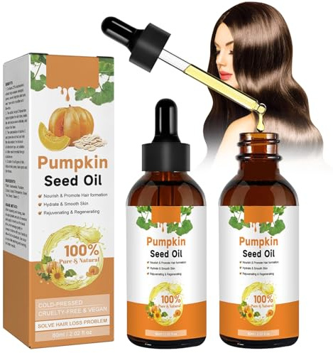 Kürbiskernöl Haare 2 Stück Pumpkin Seed Oil Kürbiskernöl Plantaire Haaröl 60ml Kürbiskernöls Haare 100% Reines für Feuchtigkeitsspendende Kopfhaut Männer Frauen