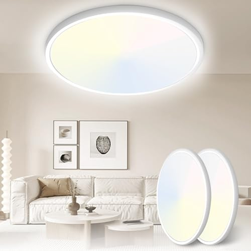 Yexati LED Deckenleuchte 24W 6000K/4000K/3000K, 3200LM IP54 Ultra Dünn Deckenlampe, Flach Rund Modern Badezimmer Lampe Küchenlampe für Flur Schlafzimmer Balkon Wohnzimmer Büro Küche Keller Ø30 CM